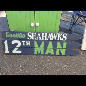 Seattle Seahawks cedar picket fence sign