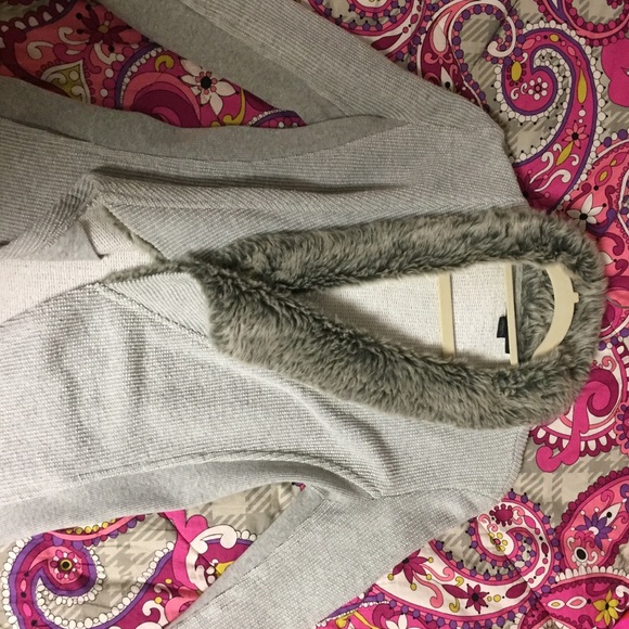 Armani Exchange XS grey knit fur lined sweater