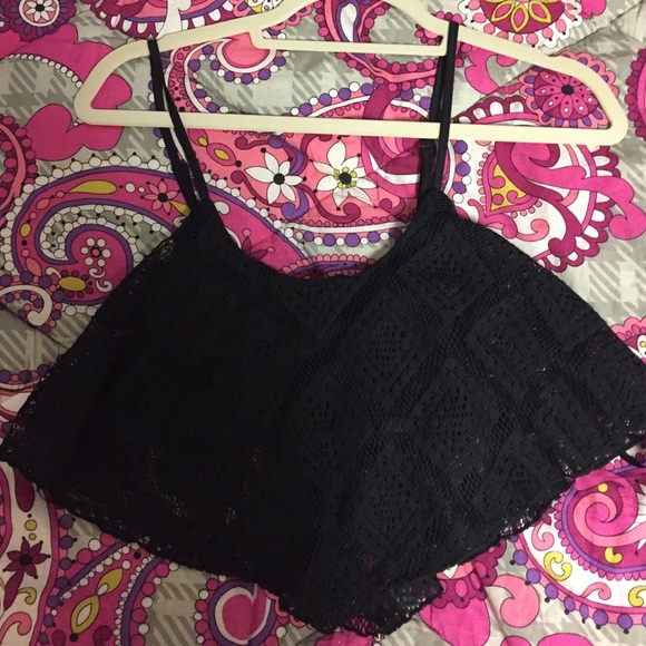 Black knit tribal bralette top XS