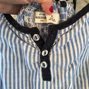 Abercrombie Dresses - Abercrombie blue white striped romper 4 pockets Abercrombie Dresses - Abercrombie blue white striped romper 4 pockets