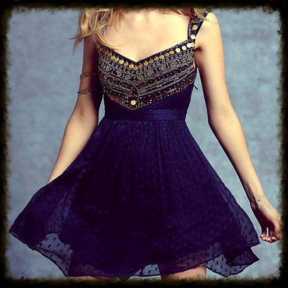 Free People Dresses & Skirts - FP Jeweled Chevron Dress