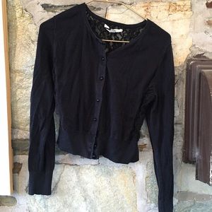 LC Lauren Conrad Sweaters - LC Lauren Conrad back black lace back cardigan LC Lauren Conrad Sweaters - LC Lauren Conrad back black lace back cardigan