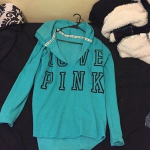 PINK hooded Vneck sweatshirt
