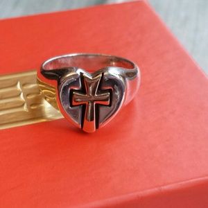 Retired James Avery Heart Cross 14k and SS