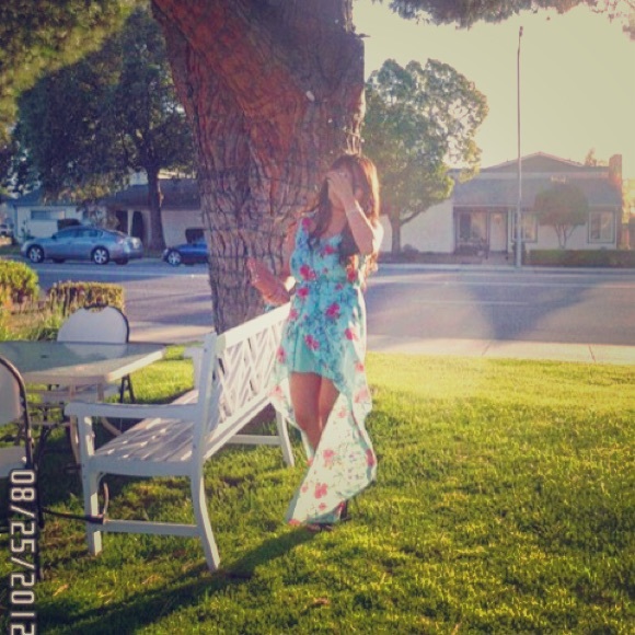 Flowery Hi-Lo asymmetrical dress