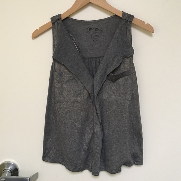 Gray/Glitter Top with Pocket Details