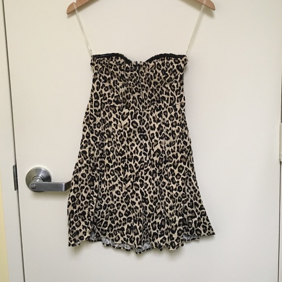 Leopard Print Strapless Skater Dress - Picture 2 of 3