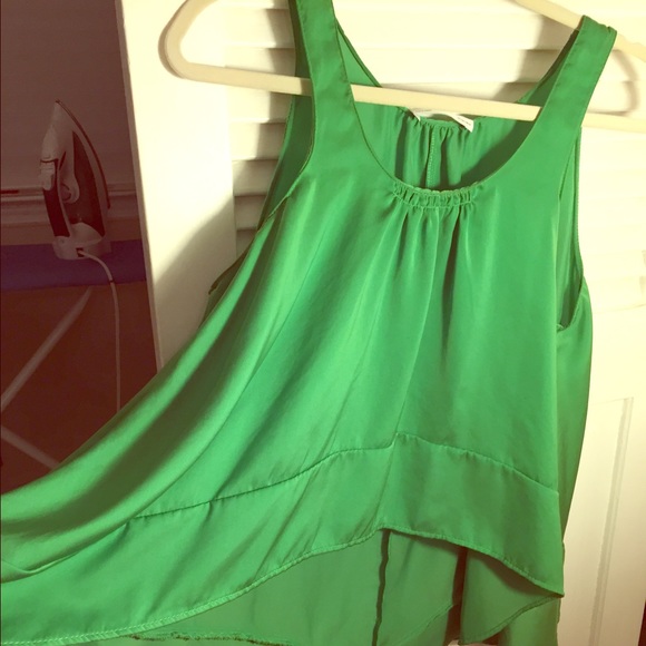 Emerald green hi-lo satin tank top Zara