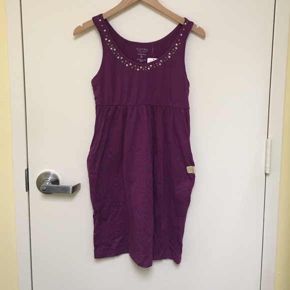 Purple Embellished Jersey Dress