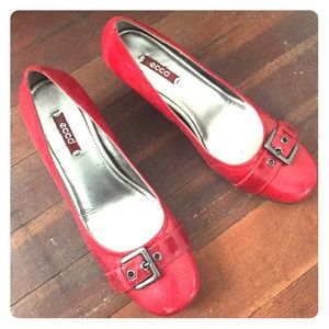 Cherry red Ecco slip ons