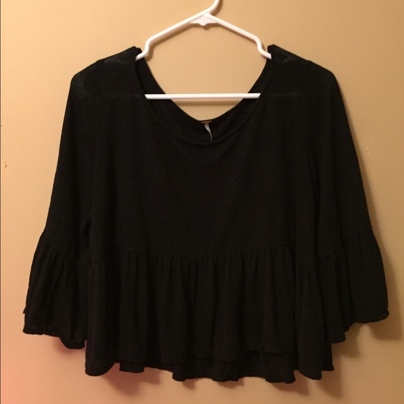 Free people black peplum half sleeve