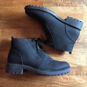 Black faux leather booties