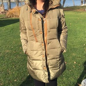 Long down jacket WARM fur trim puffer hooded