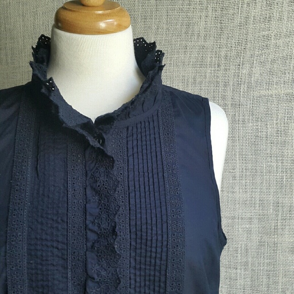 ***SOLD****J Crew Factory Dark Blue Eyelet Top
