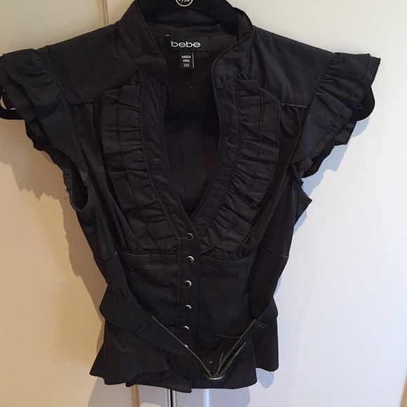 Bebe button down top with Ruffles