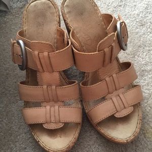 Pre-loved brown leather wedges size 8
