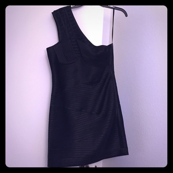 BCBGMaxazria little black one shoulder dress