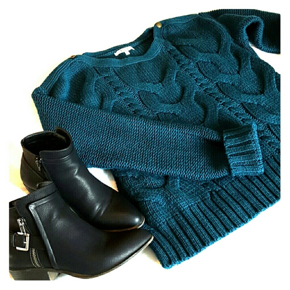 BB Dakota Sweaters - BB Dakota Deep Evergreen Cable Knit Sweater