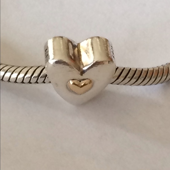 Two-tone "Happy Anniversary" heart charm