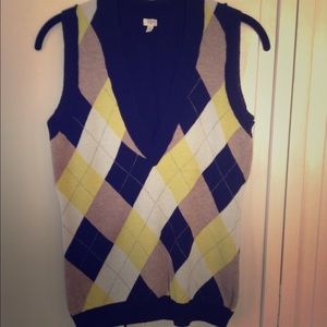 J. Crew Women's Pullover Sweater Vest Navy Argyle