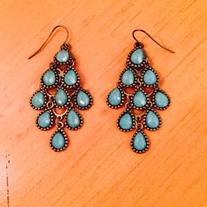 Urban Outfitters Teal Chandelier Earrings