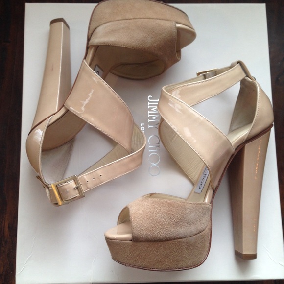 🚫SOLD🚫 Jimmy Choo Fiery Nude Suede Platform 34 4 - Picture 2 of 4