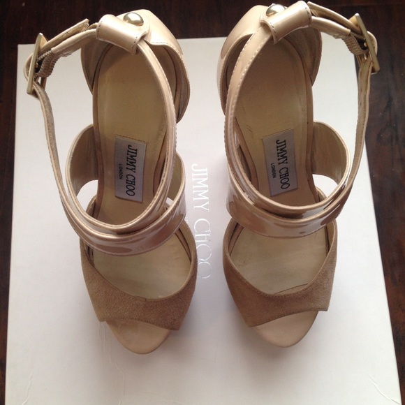 🚫SOLD🚫 Jimmy Choo Fiery Nude Suede Platform 34 4 - Picture 3 of 4