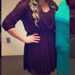 Purple Chiffon pleated Dress