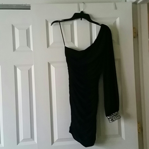 Black one shoulder cocktail dress