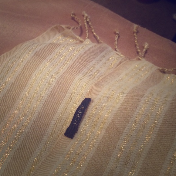J.Crew scarf tan and gold sparkle