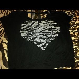 Black, zebra heart shirt
