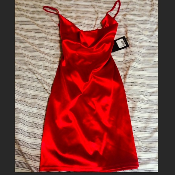 Red silk dress