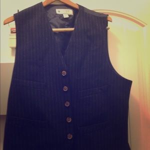 Mens Jcrew pinstripe navy and white vest.