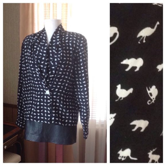 Doncaster Tops - Doncaster black with animal print silk top