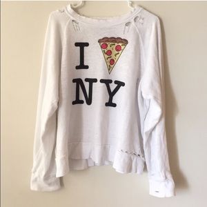 Wildfox NY slice destroyed sweatshirt