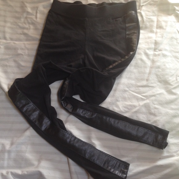 Black PINK leggings with pleather embellishment