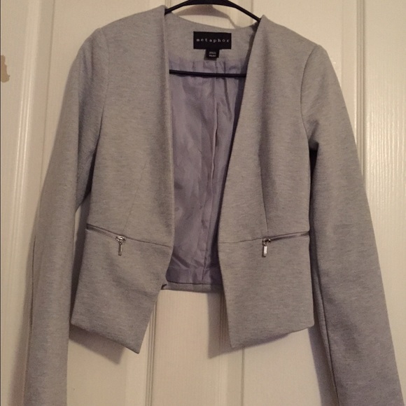 Grey blazer with zip pockets