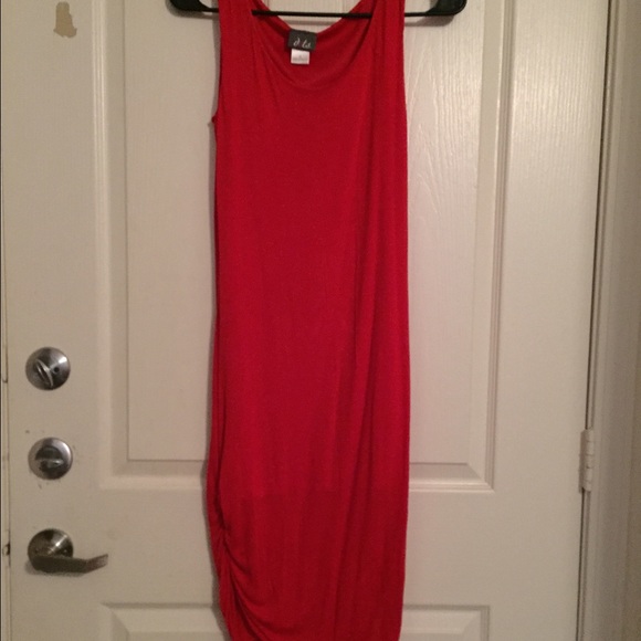 Red stretchy maxi dress
