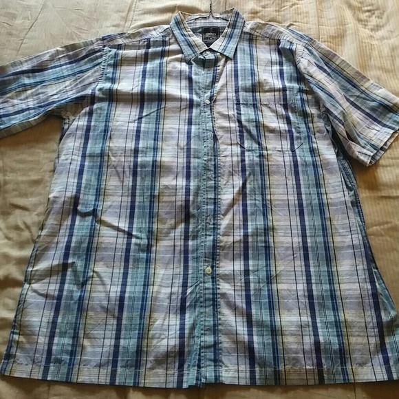Starbury plaid short sleeve button down shirt