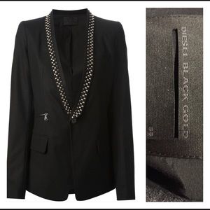 🆕 DIESEL Studded Tuxedo Jackets Dark Gray