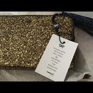 Anya Hindmarch gold clutch NWT