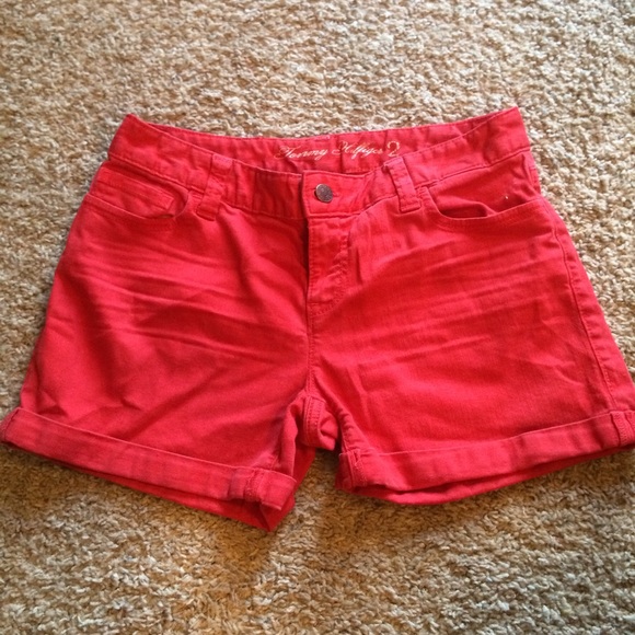 Red Denim Shorts