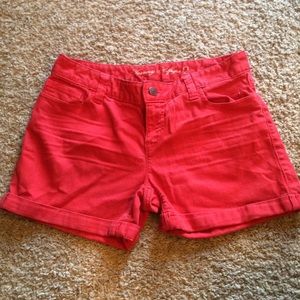 Red Denim Shorts