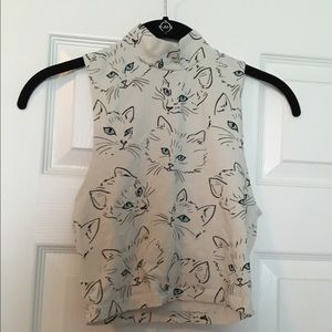 Cat Mock Neck Crop