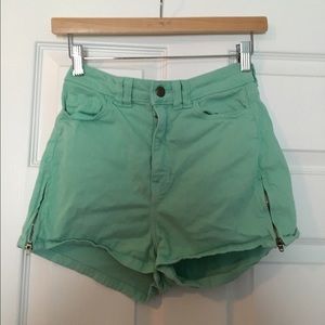 Mint High Waist Size Zip Shorts