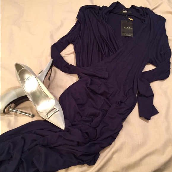 ABS Dark Blue asymmetrical neckline long sleeve - Picture 3 of 5