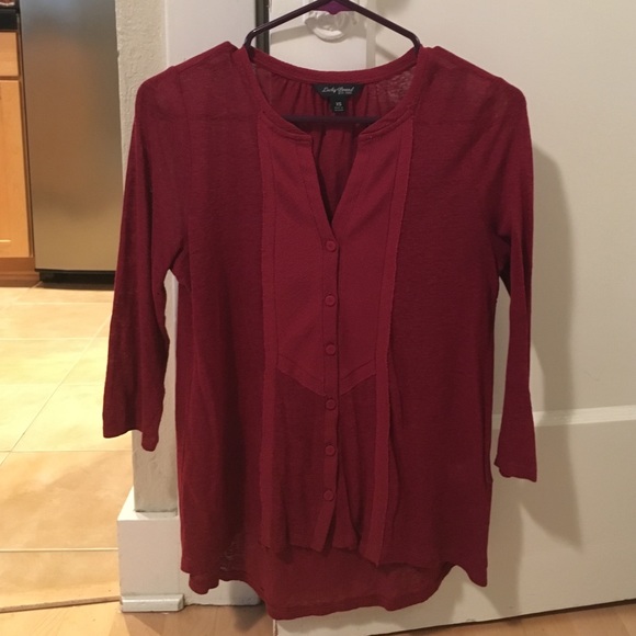 Burgundy Lucky Brand Quarter length sleeve blouse
