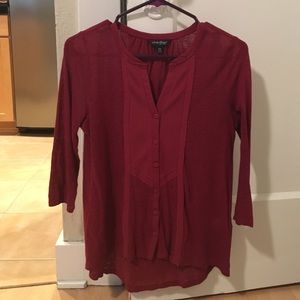 Burgundy Lucky Brand Quarter length sleeve blouse