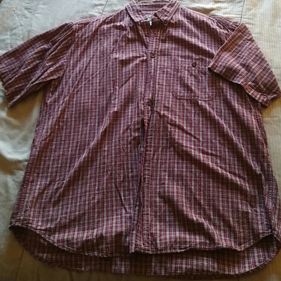 Eddie Bauer red plaid button down shirt