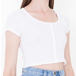 AA 2x1 Rib Button Crop Top